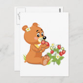 キュート食べ物ベアのイチゴ ポストカード (正面/裏面)