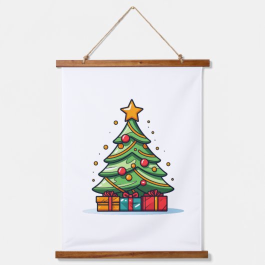 キュート飾クリスマスツリー 吊り下げ型タペストリー (正面)