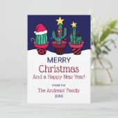 キュート飾サボテンツリーライトクリスマス シーズンカード (スタンド正面)