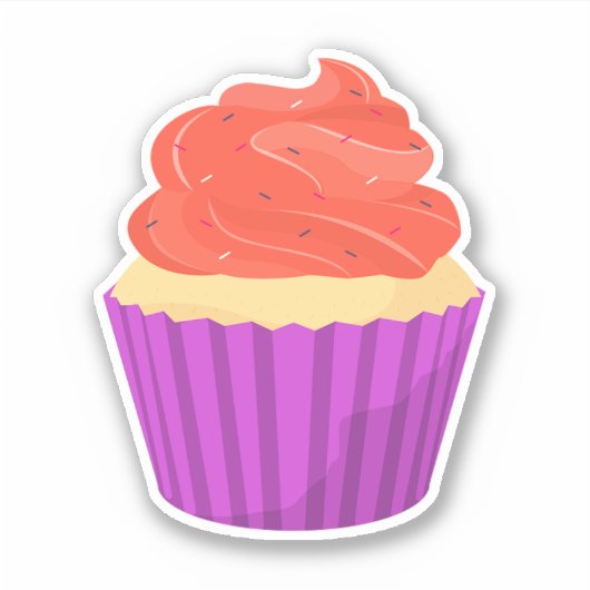 キュート飾パープルのカップケーキ シール (正面)