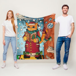 キュート魅力的なクリスマスキャロル歌手 フリースブランケット