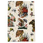 キュート魔法マッシュルームコテージコアメリークリスマス ミディアムペーパーバッグ (正面)