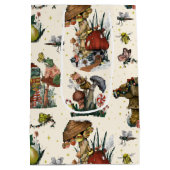 キュート魔法マッシュルームコテージコアメリークリスマス ミディアムペーパーバッグ (裏面)