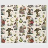 キュート魔法マッシュルームコテージコアメリークリスマス ラッピングペーパー (フラット)