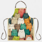 キュート鮮やかな縦猫 エプロン (正面)