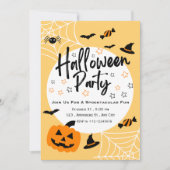 キュート鮮やかイエローオレンジスポオクタキュラーハロウィーン 招待状 (正面)