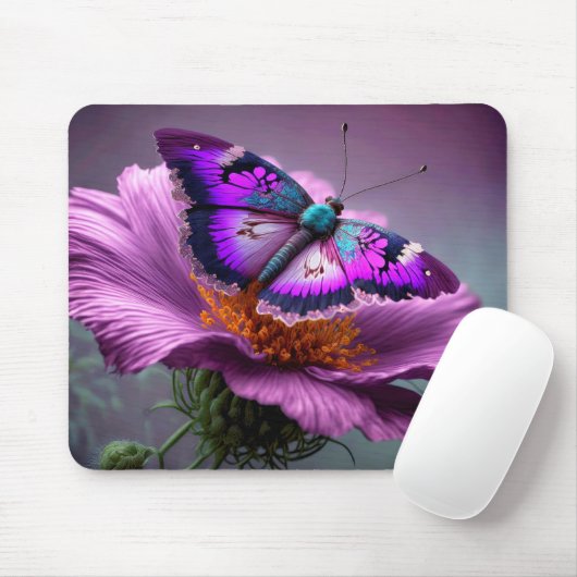 キュート鮮やかバタフライイラストレーション マウスパッド (マウス)