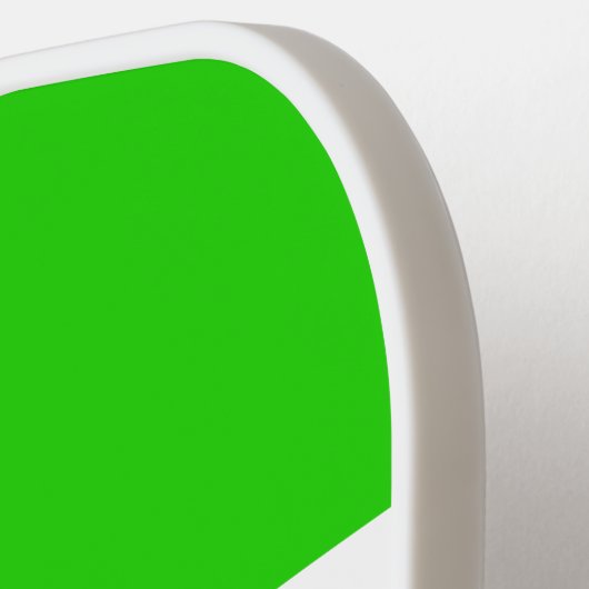 キュート鮮やかライムグリーンホワイト漬けストライプ文字 ピックルボールラケット (左詳細)