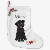 キュート黒ティーカッププードルドッグモノグラム スモールクリスマスストッキング (正面)