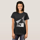キュート黒猫のぞき子猫 Tシャツ (正面フル)
