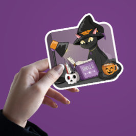 キュート黒猫読魔女の呪文 シール