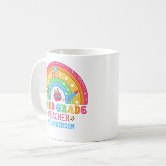 キュート3年生先生パーソナライズされた カラフル コーヒーマグカップ (正面左)