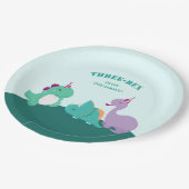 キュート3恐竜誕生日 ペーパープレート (アングル)