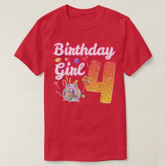 キュート4th誕生日ガールズスイートキャンディ4歳Ca Tシャツ (デザイン正面)