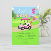 キュート5誕生日水玉模様ピンクゴガーリールフ 招待状 (スタンド正面)