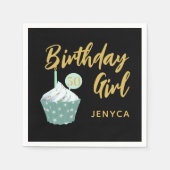 キュート50誕生日カップケーキパーティーナプキンス スタンダードカクテルナプキン (正面)