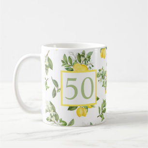 キュート50誕生日レモンシトラスボタニカル コーヒーマグカップ