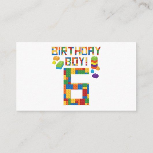 キュート6誕生日ギフト6歳ブロック建物 エンクロージャーカード (裏面)