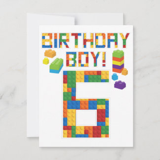 キュート6誕生日ギフト6歳ブロック建物 出欠カード