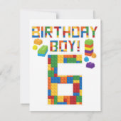 キュート6誕生日ギフト6歳ブロック建物 招待状 (裏面)