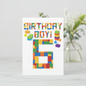 キュート6誕生日ギフト6歳ブロック建物 招待状 (スタンド正面)