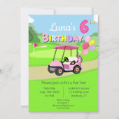 キュート6誕生日水玉模様ピンクゴガーリールフ 招待状 (正面)