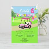 キュート6誕生日水玉模様ピンクゴガーリールフ 招待状 (スタンド正面)