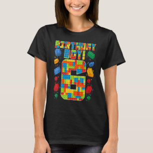 キュート6誕生日6歳ブロック建物少年 Tシャツ