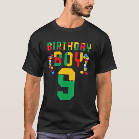 キュート9誕生日ティーズ9歳ブロック建物 Tシャツ (正面)