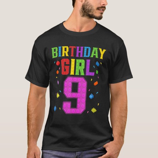 キュート9誕生日9歳ブロック建物ギル Tシャツ (正面)