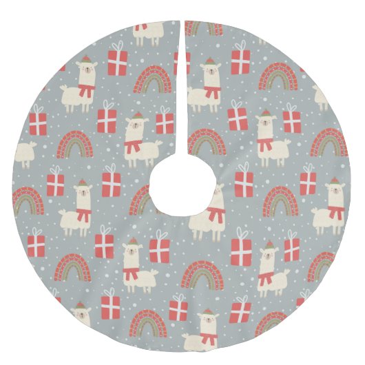 キュート/おもしろいクリスマスブラシ付きポリエステルのツリースカート ブラッシュドポリエステルツリースカート (正面)