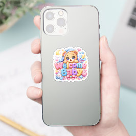 キュート かわいい ウェルカム ベイビー テディベア パステル ピンク ネ シール