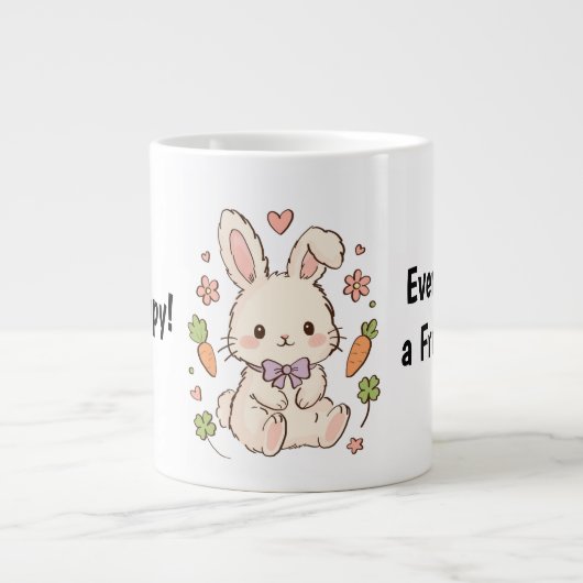 キュート かわいい ウサギ マグカップ – 毎日が新たなスタート (正面)