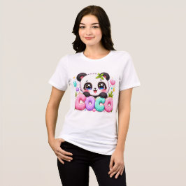 キュート かわいい ココパンダ 名前 ステッカー パステル ピンク スパークル トライブレンドTシャツ