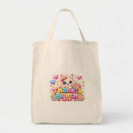 キュート かわいい サンクス カワイイ 猫 名前入り パステル ピンク フロ トートバッグ