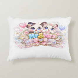 キュート かわいい パンダ夫婦 パステルピンク アクセントクッション
