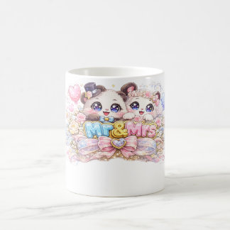 キュート かわいい パンダ夫婦 パステルピンク ウェ コーヒーマグカップ