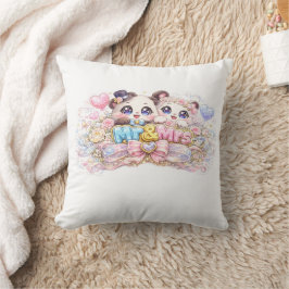 キュート かわいい パンダ夫婦 パステルピンク クッション