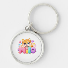 キュート かわいい ミロ 犬 名前 パステル ピンク スパークル プー キーホルダー