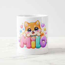 キュート かわいい ミロ 犬 名前 パステル ピンク スパークル プー ジャンボコーヒーマグカップ
