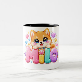 キュート かわいい ミロ 犬 名前 パステル ピンク スパークル プー ツートーンマグカップ