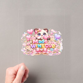 キュート かわいい メイドウィズラブ ネコ 名前 淡いピンク フ アクリル招待状