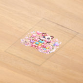 キュート かわいい メイドウィズラブ ネコ 名前 淡いピンク フ アクリル招待状 (レイダウン)