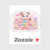 キュート かわいい メイドウィズラブ ネコ 名前 淡いピンク フ シール (シート)