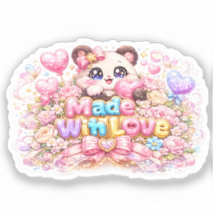 キュート かわいい メイドウィズラブ ネコ 名前 淡いピンク フ シール