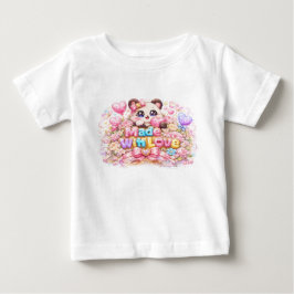 キュート かわいい メイドウィズラブ ネコ 名前 淡いピンク フ ベビーTシャツ