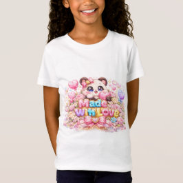キュート かわいい メイドウィズラブ ネコ 名前 淡いピンク フ Tシャツ