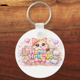 キュート かわいい メイドウィズラブ 猫 名前 淡いピンク フラワー キーホルダー