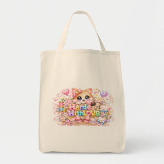 キュート かわいい メイドウィズラブ 猫 名前 淡いピンク フラワー トートバッグ