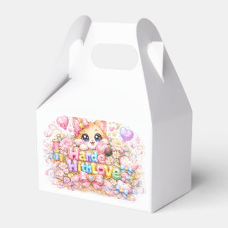 キュート かわいい メイドウィズラブ 猫 名前 淡いピンク フラワー フェイバーボックス